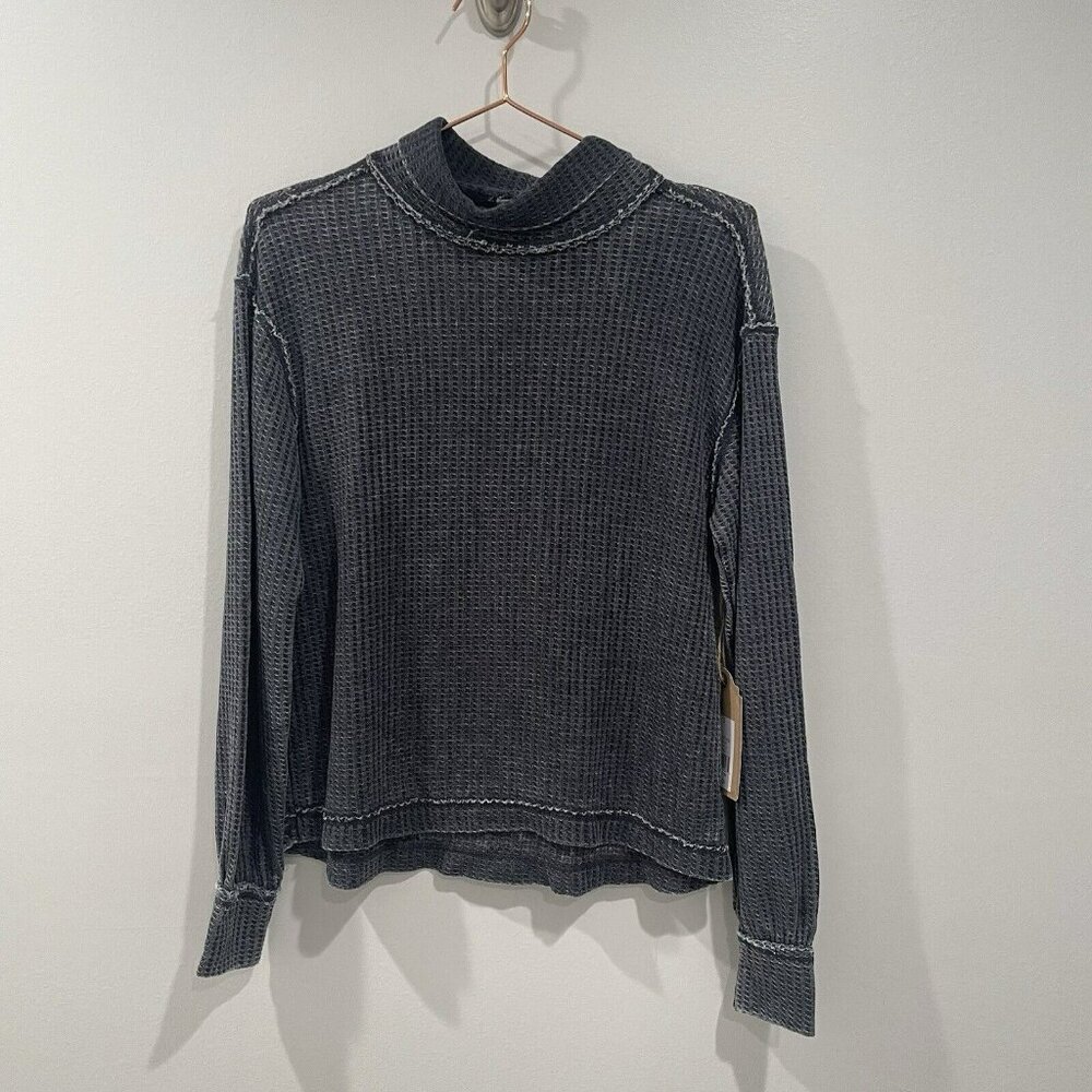 NWT True Craft Waffle Knit Shirt Long Sleeve Lightweight Charcoal Gray Sz Small